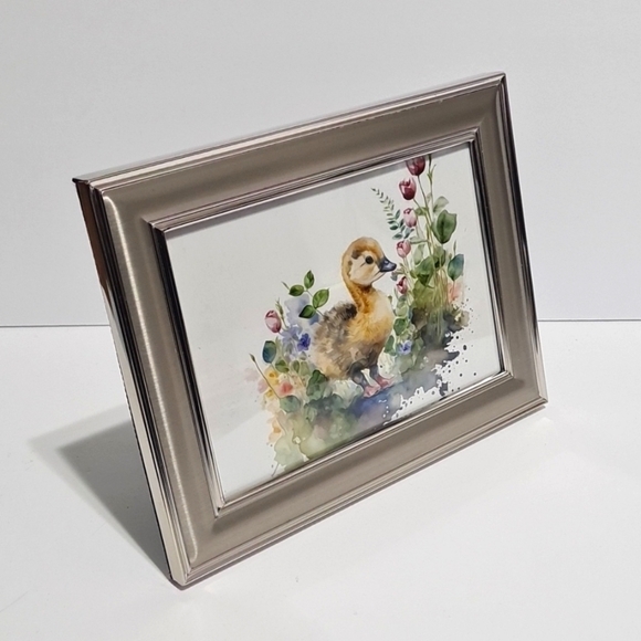 Baby‎ Gosling Floral Oil Painting Watercolor Framed Art Print - Gosling Art - Picture 6 of 8